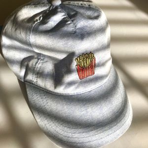 This baby blue mock denim French Fry hat is dope!